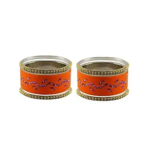 Vidhya Kangan Orange Stone Stud Brass Bangle ban9209-2.6
