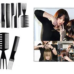 AASA Hair Cutting and Styling Comb Kit for Unisex and Salon Use / Home Use, Multicolor Set of 9Pcs