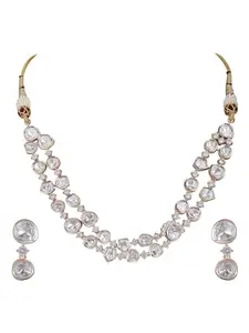 Auraa Trends 22KT Gold Plated Traditional Kundan Necklace Set For women and Girls_AT-1009062