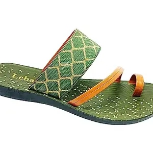 LEHAR Polyurethane (PU) Stylish Design Flat Sandal For Women's & Girl's (GREEN_8 UK)