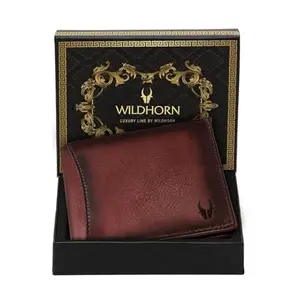 WildHorn Leather Wallet For Men I 9 Card Slots I 2 Currency & 2 Secret Compartments I 1 Zipper & 3 Id Card Slots (Crackle), Brown
