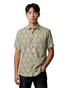 BULLMER Trendy Regular Fit Cotton Blend Printed Casual Half Sleeve Shirt for Men | Stylish Mens Casual Shirts | Shirts for Men