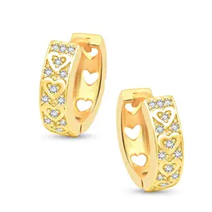 VSHINE FASHION JEWELLERY Tiny Heart American Diamond Stylish Fancy Bali Stud Earring Gold Plated Cubic Zirconia Fashion Jewellery Collection for Women & Girls - VSBALI1017G