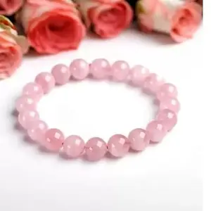 GtcGems Adorable Collections of Heart Crystal Bracelet Pink Quartz Bracelet गुलाबी स्फटिक ब्रेसलेट Rose Quartz Bracelet Original Certified Stone of Love पिंक क्रिस्टल क्वार्ट्ज़ ब्रेसलेट