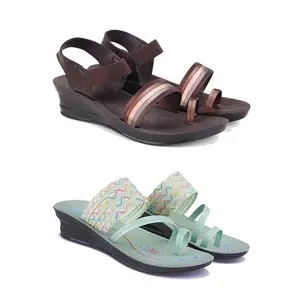 Stylish Heeled Sandals for Women/Comfortable & Lightweight, Daily Wear S_(Combo 2)-1961-1954-5