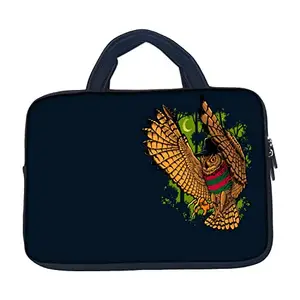 Theskinmantra Chain Laptop Sleeve Bag Compatible with Laptop/Macbooks/Chrombook/Notebook/Zbook (15.6 Inch (Handle), Owl Bird)