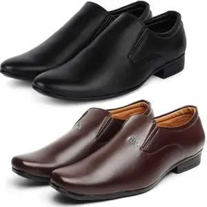 Vitoria Derby Shoes for Men | Shoes for Men with PU Sole | Comfortable & Lightweight |Durable & Trendy Design | Size : 6 | Color : Multicolor,VTR_401BkSlipon_VTR_2005Brwn_2S_6