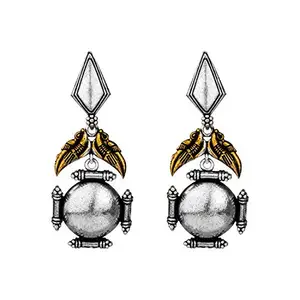 Shining Jewel - By Shivansh Shining Jewel Two tone Gold & Silver Plated Designer Traditional Antique Oxidised Look Brass Earring for Women (SJ_1102)