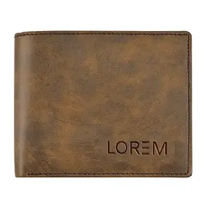 LOREM Brown Men Additional Card Slot Artificial Leather Wallet | Stylish Artificial Leather Wallet for Mens | Genuine Artificial Leather Mens Wallet (Fz-Wl25)