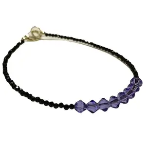 LKBEADS Black Spinel & Crystal Quartz bracelet with Silver clasp - 2-5mm Round beads- Faceted Cut -7 Inch Bracelet– Healing, Fashion, Gift, Spiritual, Yoga|LK_STACK_07092