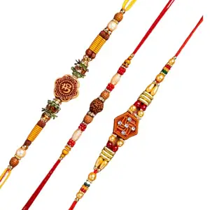 Expleasia, Exuberant & Luxury Decor Expleasia Rakhi on the special day of Rakshabandan for your Brothers| Rakshabandhan special | Rakhi for Brother and Cousin (SET OF 3) (Combo 5)