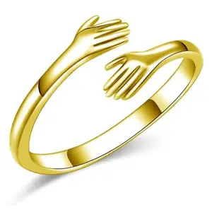 Hand Hug Ring Adjustable ring for Men and Women | gold color hand ring ring for lovers and friends | HUGS OF AFFECTION - CASUAL RING