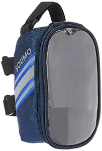 Amazon Brand - Solimo Bicycle Saddle Bag with Touchscreen Pocket For Smartphone, Blue - Polyester, Pack of 1