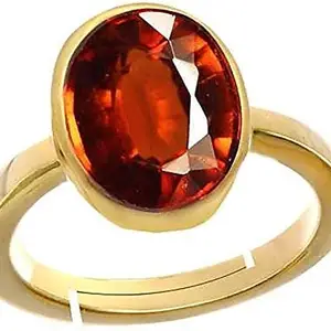 EVERYTHING GEMS 9.00 Ratti Gomed Ring Natural Quality & Original Stone Panchdhatu & Ashtadhatu Metal Adjustable Ring Rashi Ratna Loose Gemstone Ring for Men and Women