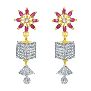 The Luxor Fashion Jewellery Ethnic Designer American Diamond Gold Plated Stylish Earrings for Women and Girls
