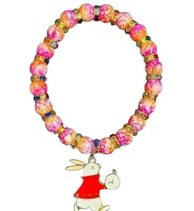 Beautiful hanging girl bracelet crystal beats Pack Of 1 Pink Bracelet056