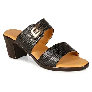commander shoes Stylish Casual Heel Fashion sandals for Girls and Women (612 Black 7UK)