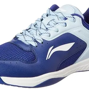 Li-Ning Ultra Speed Non-Marking Badminton Shoe|Indoor Sports|Stability Heel, Prototypical Sole, Lightweight Shoe (Navy Blue/Light Blue,UK 2)