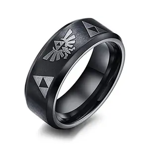 Asma Jewel House Black Stainless Steel the Legend of Zelda Triforce Ring for Men