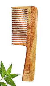 Rufiys Wide Tooth Neem Wooden Comb for Hair Growth Women & Men Wide Tooth Handle Hair Comb Anti Dandruff