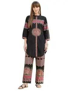 INDO ERA Women's Catton Ethnic Co-Ord Set | Kurta Pant Set | Kurta Palazzo Set | Stylish Cotton Suit Set for Women,12176