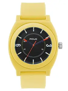 FCUK Silicone Analog Black Dial Unisex's Watch-Fk00015C, Band_Yellow