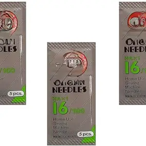 Maureen Naturals Home Use Sewing Machine Needles, Size 16/100, 5 Pieces per Pack, 3 Packs