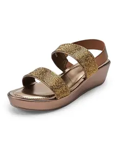 Catwalk Women Stylised Back Open Platforms | For Women & Girls (BRONZE,9 UK)