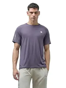 TECHNOSPORT Men's Slim Fit Solid Crew Neck Half Sleeve T-Shirt with Quick Dry, SPF50+ for Running, Sports & Gym