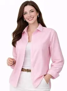 AREAL FASHION Womens/GirlsClassic Lining Shirt for Women Cotton | Women’s Striped Style top | Full Sleeve, Relaxed fit, Button-Down Casual Shirt for Girls & Women