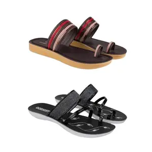 ZENWEAR Extra Soft Classic Casual wear with Flexibility Technology Sandal Combo for Women's/Girl's(6143+1946)(6) Multicolor