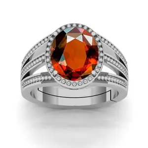 APSSTONE 6.25 Ratti Natural Gomed Stone Silver Plated Ring Adjustable Gomed Hessonite Astrological Gemstone for Men and Women