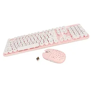LEYT Wireless Keyboard and Mouse, Wireless Mouse Plug and Play Pure Color Punk for Study (Pink Board)