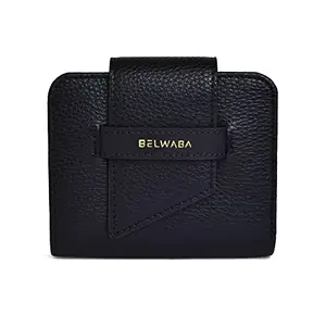 Belwaba Black|Faux Leather Tri Fold Small Wallet for Women/Ladies || Credit Card Holder