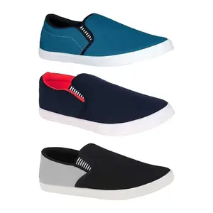 Aircum Men's Combo Pack of 3 Casual Shoes (Navy BLU - RED - Grey, Numeric_8)