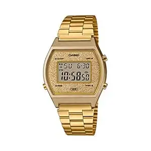 Casio Unisex Vintage B640WGG-9DF Gold Digital Dial Gold Stainless Steel Band D188