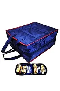 NEUF MART Shoe Tote Organizer Space Saving Fabric Storage Bags, Shoe Tote 6 Pair Shoes Organizer Waterproof Parachute Bag Easy to Store and Use (Blue Colour)