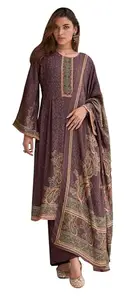 DRAVINAM Trends Women's Unstitched Pakistani Digital Print Hand Work Pure Viscose Staple Woollen Pashmina Salwar Suit Dress Material with Pashmina Digital Printed Shawl Dupatta (Free Size)