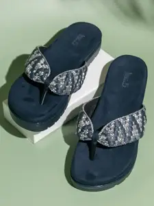 Inc.5 Women Navy Textured Open Toe Comfort Heels