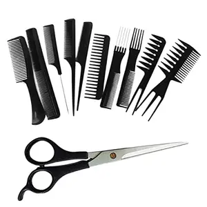 Doberyl Professional Hair Cutting Scissors for Salon Barber and Home Use for Men and Women With Plastic Hair Comb Multipurpose 10 Pcs Hair Comb Set