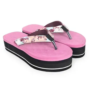 Skytrap Women Pink | Material : Embossed Synthetic Slippers Flipflop | Size : 7