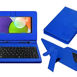 ACM Keyboard Case Compatible with Samsung Galaxy A22 Mobile Flip Cover Stand Direct Plug & Play Device for Study & Gaming Blue