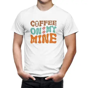 Seek Buy Love Colorful Coffee On My Mind T-Shirt, Fun Coffee Lover Tee, Graphic Unisex Shirt for Baristas, Gift for Caffeine Enthusiasts (Medium, White)