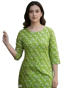 Cotton Printed Tunic Top for Women, 3/4 Sleeve Casual Kurti