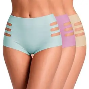 ELEG & STILANCE Women High Waist Seamless Hipster Panty | Side Cut Design | Stretchable Full Coverage Underwear | Mid Thigh Innerwear