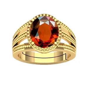APSSTONE 10.25 Ratti Gomed Ring Natural Quality & Original Stone Panchdhatu & Ashtadhatu Metal Adjustable Ring Rashi Ratna Loose Gemstone Gold Plated Ring for Men and Women