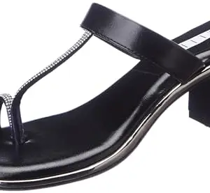 ELLE Women's Fashionable Slip On Heel Sandals Colour-Black, Size-UK 7