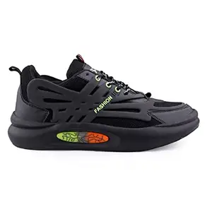 YUVRATO BAXI Men's New Fashionable Black Casual Sports, Running and Outdoor Lace-Up Shoes.- 10 UK