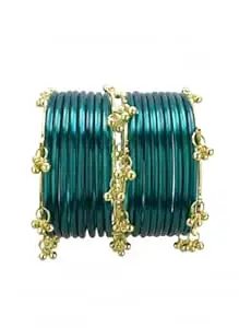 ZULKA Premium Glass Bangles Set with Ghungroo For Women & Girls | Trendy Kashmiri Bangles | Kangan Set For Women | Kanch Ki Chudiya Set Girls | Trendy Bangle For Gift | Wedding & Parties - Set Of 20