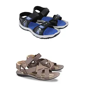 Fabbmate Men's Navy and Beige casual Sandal 9 UK